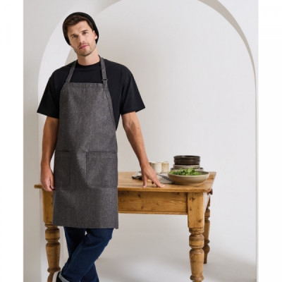 Cotton denim bib apron, organic and Fairtrade certified