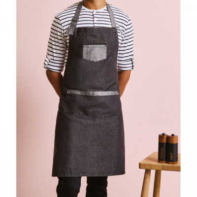 Domain contrast denim bib apron