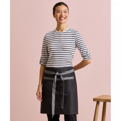 Domain contrast denim waist apron