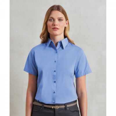 Women's short sleeve poplin blouse