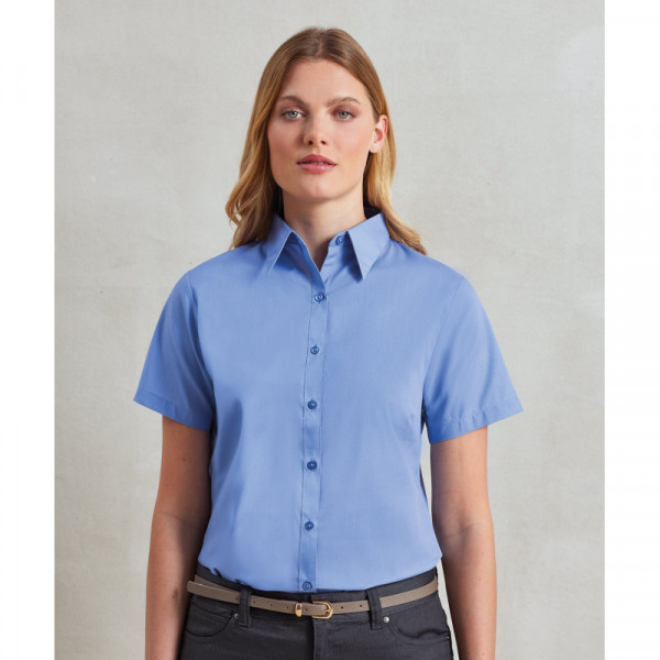 Women's short sleeve poplin blouse