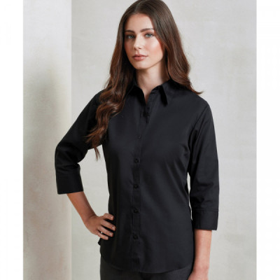 Women's ¾ sleeve poplin blouse