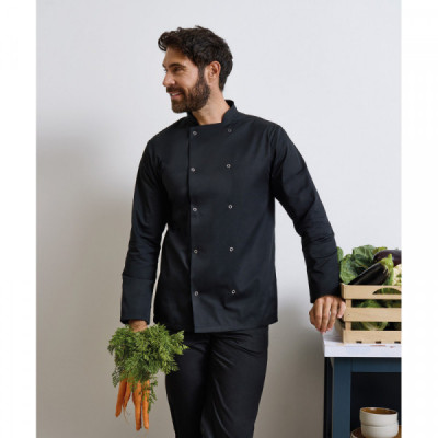 Studded front long sleeve chef's jacket
