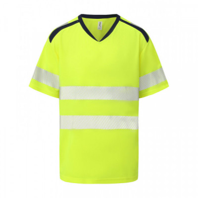 Hi-vis mandarin collar comfort trim t-shirt (HVJ430)
