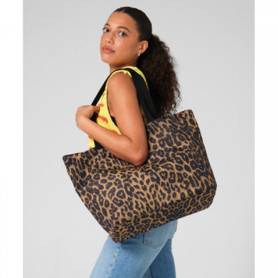 Leopard print carryall tote bag