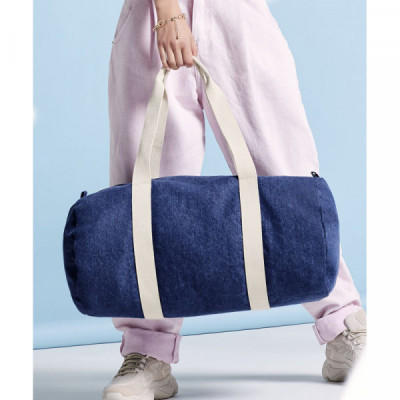 Denim barrel bag