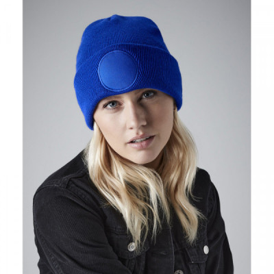 Circular patch beanie
