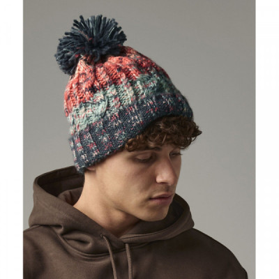 Corkscrew pom pom beanie