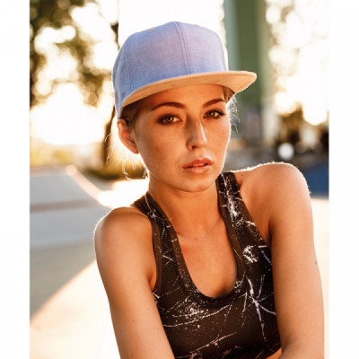 Chambray-suede snapback (6089CH)